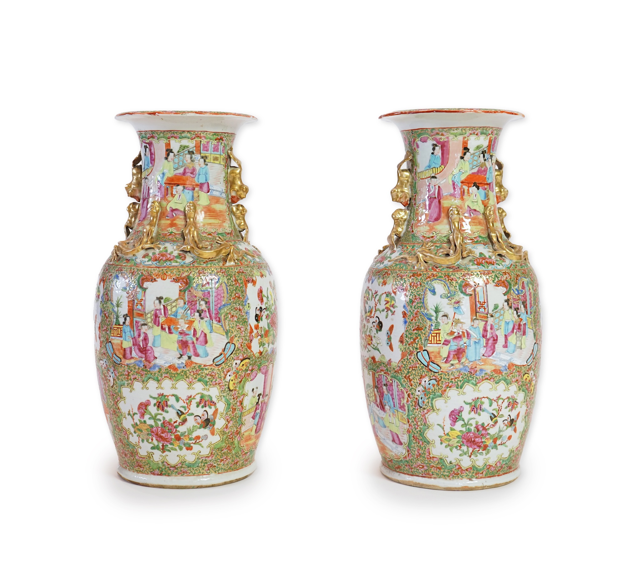 A pair of large Chinese famille rose vases, 19th century